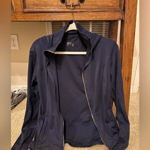 NWOT Jockey Women’s Navy Zip-Up Hoodie – Soft Stretch, Gold Hardware